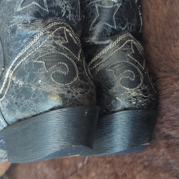 JB DILLON JBW2200 Black goat leather cowgirl boots cutout black lizard inlay 7.5 - Picture 14 of 16